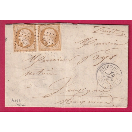 N°13B PC 1931 MAURE DE BRETAGNE ILLE ET VILAINE INDICE 12 JUVIGNE MAYENNE LETTRE COVER  FRANCE