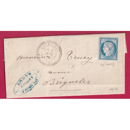 N°60 GC 4623 CARNOULES VAR CAD TYPE 24 INDICE 16 POUR BRIGNOLES LETTRE COVER  FRANCE