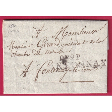 MARQUE P79P CHANTONNAY VENDEE 1821 INDICE 13 POUR FONTENAY LE COMTE LETTRE COVER FRANCE
