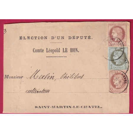 N° 50 51 X2 CAD MONTREVEL AIN IMPRIME ELECTOTAL LOCAL ST MARTIN LE CHATEL DEVANT DE LETTRE COVER FRANCE