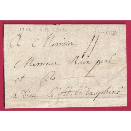 MARQUE PERTUIS LENAIN N°1 1788 BOUCHES DU RHONE VAUCLUSE POUR DIEULEFIT DROME INDICE 13 LETTRE COVER FRANCE