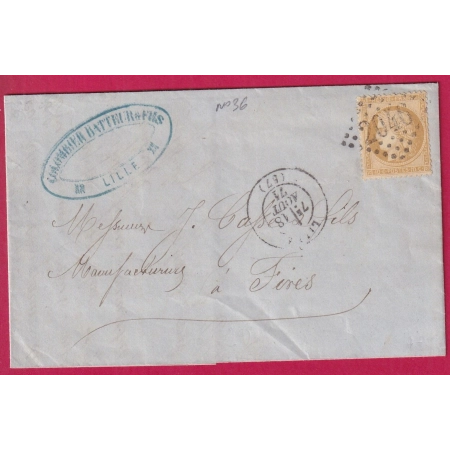 N°36 GC 2046 LILLE NORD POUR FIVES LETTRE LOCALE RECETTE REUNIES LETTRE COVER FRANCE