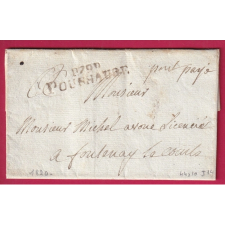 MARQUE P79P POUSSAUGE POUZAUGES VENDEE 1820 FONTENAY LE COMTE INDICE 14 LETTRE COVER FRANCE
