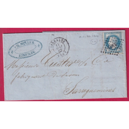N°29 PC DU GC 3302 SARRALBE MOSELLE POUR SARREGUEMINES INDICE 14 LETTRE COVER FRANCE