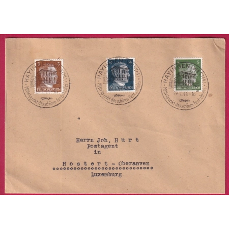 ALSACE LORRAINE HAYINGEN HAYANGE 1944 CAD ALLEMAND TOURISTIQUE POUR LUXEMBOURG LETTRE COVER FRANCE