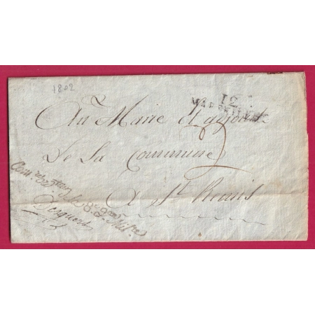 MARSEILLE FRANCHISE COM ORD 8 EM DIVISION MILITAIRE 1802 SIGNE DESGUERS BOUCHES DU RHONE LETTRE COVER FRANCE
