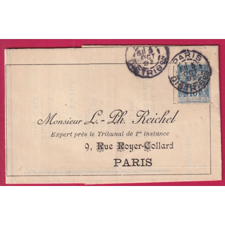 N°90 ENVELOPPE IMPRIMEE PRECURSEUR PORTE TIMBRE PARIS DISTRIBUTION POUR PARIS LETTRE COVER FRANCE