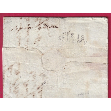 DEBOURSE DEB 12 ST REMY DE PROVENCE INDICE 19 BOUCHES DU RHONE 1807 LETTRE COVER FRANCE