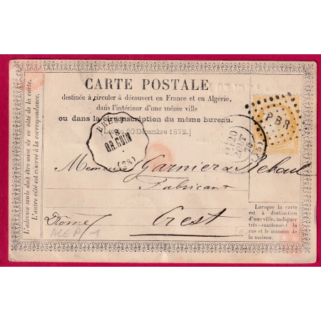 N°55 CONVOYEUR STATION BREST FINISTERE CARTE PRECURSEUR N°1 POUR CREST DROME LETTRE COVER FRANCE