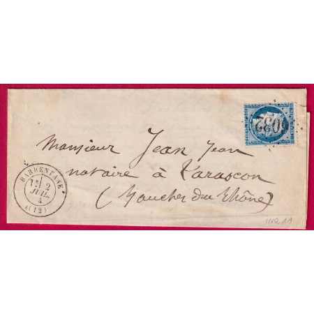 N°60 GC 6032 BARBENTANE BOUCHES DU RHONE INDICE 11 POUR TARASCON LETTRE COVER FRANCE