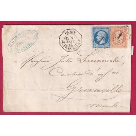 N°22 23 PARIS ETOILE 1 LEVEE EXCEPTIONNELLE PL DE LA BOURSE LEVEE E1 POUR GRANVILLE MANCHE LETTRE FRANCE