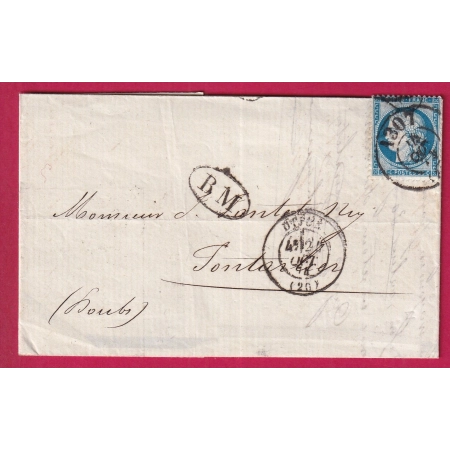 N°60 CAD BUREAU DE PASSE 1307 DIJON COTE D'OR + BM DE CLENAY BOITE MOBILE PONTARLIER DOUBS LETTRE COVER FRANCE