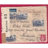 N°392 X4 283 MARSEILLE 1941 PAR AVION MONTEVIDEO URUGUAY CENSURE ANGLAISE CENSOR LETTRE COVER FRANCE