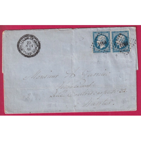 N°14 X2 PC 1951 LA MAILLERAIE DE BRETAGNE CAD TYPE 22 POUR NANTES LOIRE INFERIEURE LETTRE COVER FRANCE