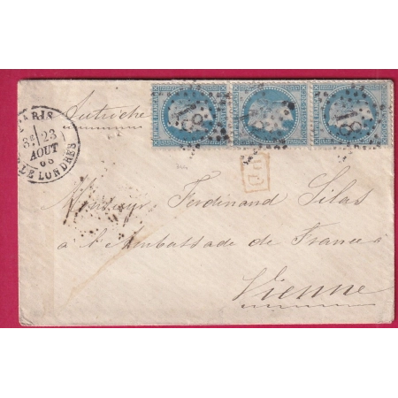 N°29 BANDE DE 3 PARIS ETOILE 18 R DE LONDRES POUR VIENNE AUTRICHE AUSTRIA LETTRE COVER FRANCE