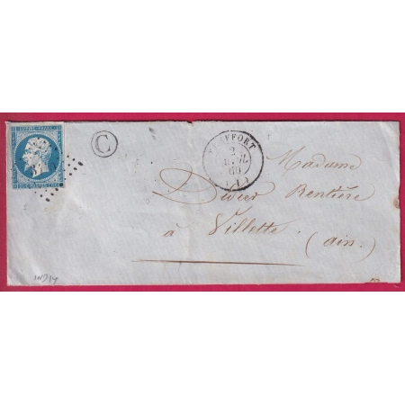 N°14 PC 3410 TREFFORT AIN POUR VILLETTE AIN INDICE 14 LETTRE COVER FRANCE