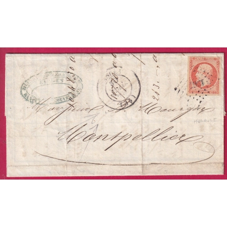 N°16 PC 1367 CAD TYPE 14 GANGES HERAULT POUR MONTPELLIER LETTRE COVER FRANCE
