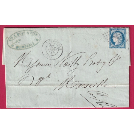 N°60 PC DU GC QUIMPERLE FINISTERE POUR MARSEILLE NOILLY PRAT LETTRE COVER FRANCE