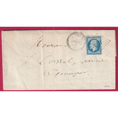 N°14 PC 171 AUDIERNE FINISTERE CAD TYPE 22 POUR QUIMPER LETTRE COVER FRANCE