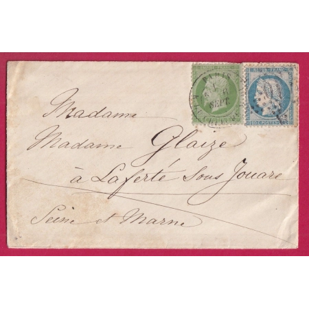 CURIOSITE N°37 20 PARIS ETOILE 10 R DU CHERCHE MIDI 6 SEPTEMBRE 1871 CAD SUR 20 ETOILE SUR 37  LETTRE COVER FRANCE