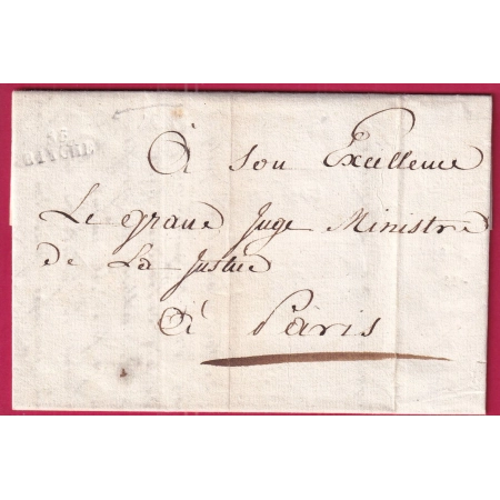 MARQUE 55 BITCHE MOSELLE FRANCHISE DU JUGE DE PAIX DE BITCHE POUR PARIS 1807 LETTRE COVER FRANCE
