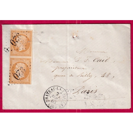 N°13B PAIRE GC 920 CHATEAU LA VALLIERE INDRE ET LOIRE POUR PARIS LETTRE COVER FRANCE