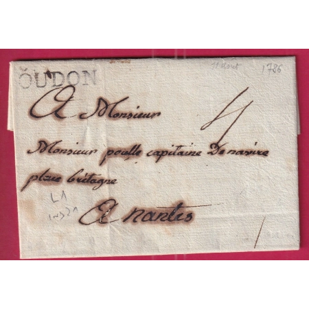 MARQUE OUDON LOIRE INFERIEURE TTB / SUP LENAIN N°1 INDICE 21 POUR NANTES LETTRE COVER FRANCE