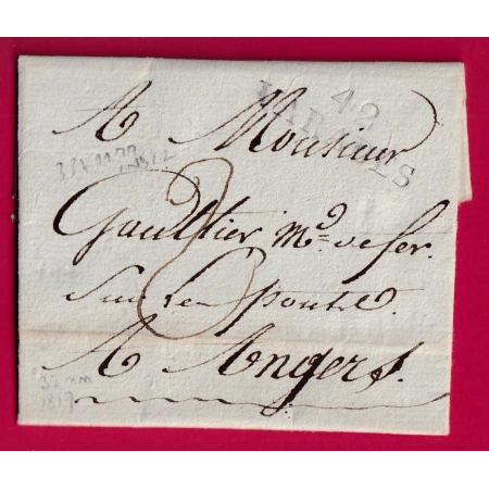 MARQUE 42 VARADES LOIRE INFERIEURE 1819 33X11 INDICE 12 POUR ANGERS MAINE ET LOIRE LETTRE COVER FRANCE