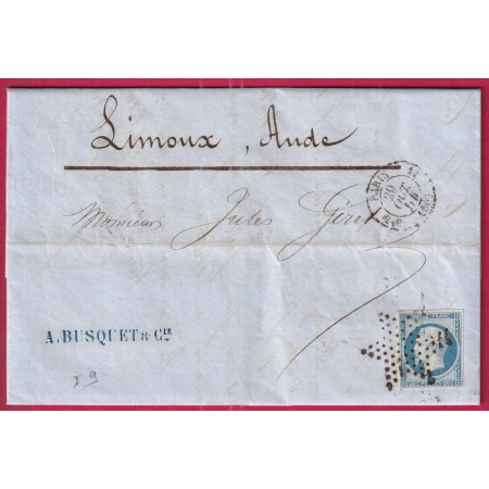 N°14 BLEU LAITEUX CAD PARIS 3ED 60 11 INDICE 9 ETOILE POUR LIMOUX AUDE LETTRE COVER FRANCE