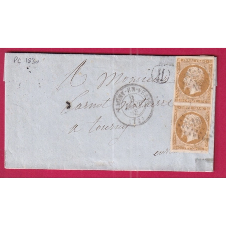 N°13 TTB PAIRE PC 1830 MAGNY EN VEXIN SEINE ET OISE POUR TOURNY EURE LETTRE COVER FRANCE