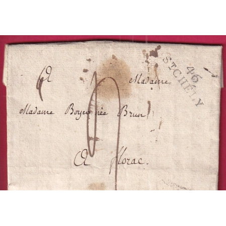 MARQUE 46 ST CHELY LOZERE POUR FLORAC 1825 INDICE 10  LETTRE COVER FRANCE
