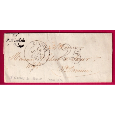 CURSIVE 21 ST NICOLAS DE PELEM COTES DU NORD INDICE 11 POUR ST BRIEUC LETTRE COVER FRANCE