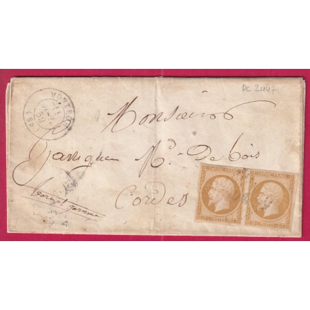 N°13 PAIRE PC 2478 MONTECH TARN ET GARONNE POUR CORDES LETTRE COVER FRANCE