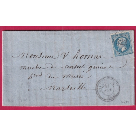 N°22 GC 4522 FONTVIELLE BOUCHES DU RHONE CAD TYPE 22 POUR MARSEILLE INDICE 14 LETTRE COVER FRANCE