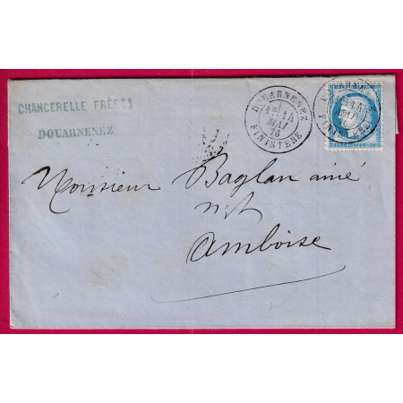 N°60 CAD TYPE 18 DOUARNENEZ FINISTERE POUR AMBOISE LETTRE COVER FRANCE