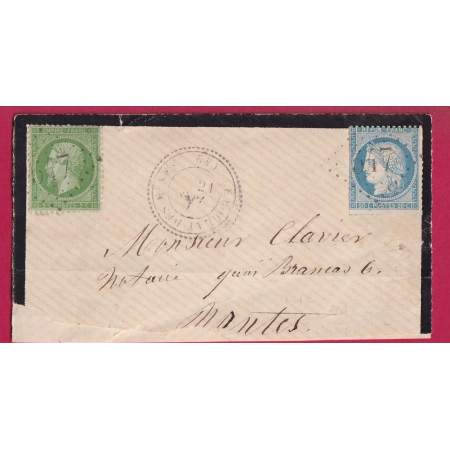 N°20 + 37 GC 547 LE BOULAY DES MINES LOIRE INFERIEURE CAD TYPE 24 INDICE 18 POUR NANTES LETTRE COVER FRANCE
