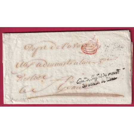 FRANCHISE COMon ORGon MOUVEMENT ARMEE DE TERRE 1795 POUR ST GENIES AVEYRON  LETTRE COVER FRANCE