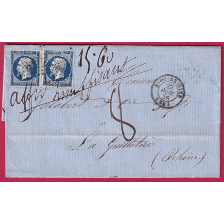 N°14 X2 PC 2686 RIVE DE GIERS LOIRE TAXE 8 AFFR INSUFFISSANT MANUSCRIT LA GUILLOTIERE LETTRE COVER FRANCE