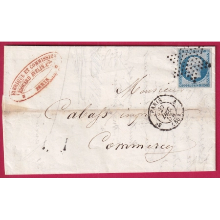 N°14 BLEU LAITEUX TTB PARIS ETOILE 3E 60 7 POUR COMMERCY ALLIER LETTRE COVER FRANCE