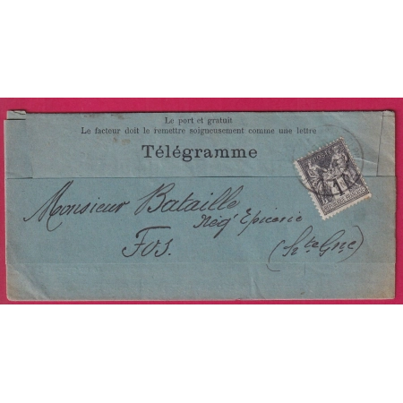N°83 SEUL SUR TELEGRAMME TOULOUSE HAUTE GARONNE POUR FOSSE BANDE JAMAIS OUVERTE LETTRE COVER FRANCE