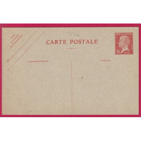 ENTIER PASTEUR 75C ROUGE NEUF TTB CARTON VERT CLAIR ?? LETTRE COVER FRANCE