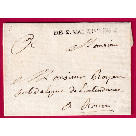 MARQUE DE ST VALERY EN CAUX SEINE INFERIEURE LENAIN N°1A POUR ROUEN INDICE 22 LETTRE COVER FRANCE