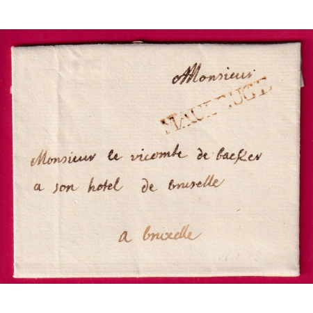 MARQUE MAUBEUGE NORD 37X5 LENAIN N°13 1773 ?? INDICE 15 POUR BRUXELLES BELGIQUE LETTRE COVER FRANCE
