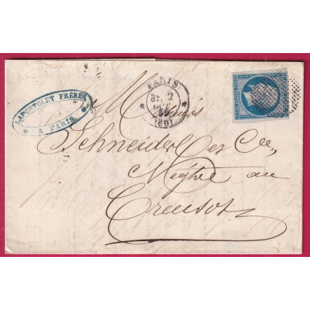 N°14 PARIS CERCLE DE POINTS 1357 + 3303 INDICE 17 POUR LE CREUSOT SAONE ET LOIRE INDICE 17 LETTRE COVER FRANCE