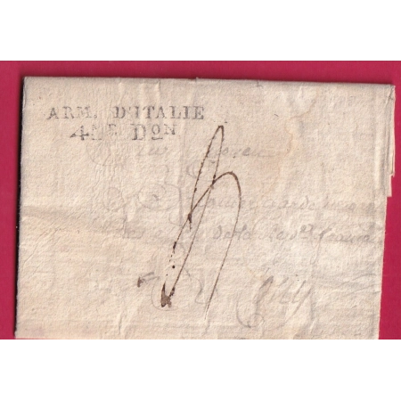 MARQUE ARMEE ITALIE 4EME DIV TEXTE AU BLOCUS DE MANTOUE MONTOVA 1797 ITALIE ITALIA LETTRE COVER FRANCE