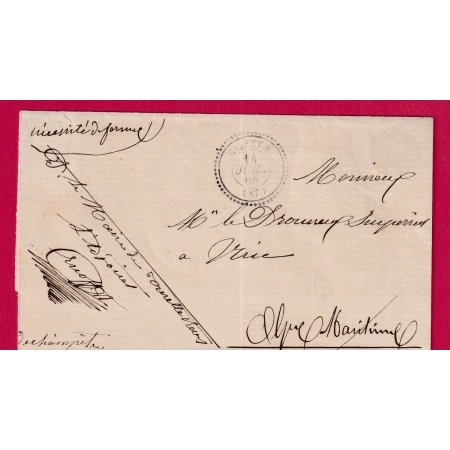 CAD TYPE 22 GILETTE ALPES MARITIMES 1868 FRANCHISE LE MAIRE DE TOURETTE POUR NICE LETTRE COVER FRANCE
