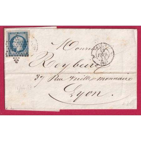 N°10 TTB DEUX VOISINS PARIS 3E 60 5 ETOILE PLEINE POUR LYON LETTRE COVER FRANCE