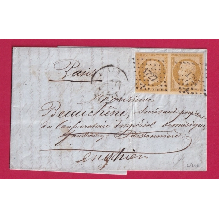 N°13 PAIRE TTB / SUP PC 1127 LILLE NORD POUR PARIS REEXP ENGHIENS LETTRE COVER FRANCE