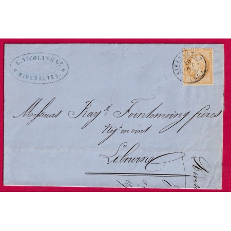 N°21 CAD RIVESALTES PYRENEES ORIENTALES POUR LIBOURNE GIRONDE 1864 LETTRE COVER FRANCE