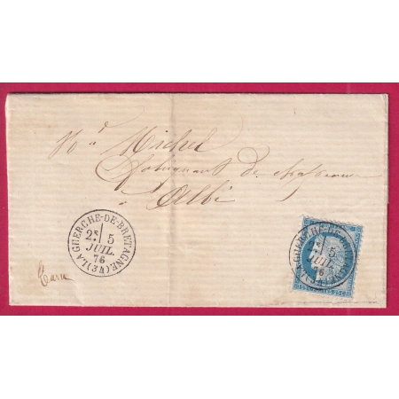 N°60 CAD TYPE 16 LA GUERCHE DE BRETAGNE ILLE ET VILAINE POUR ALBI TARN LETTRE COVER FRANCE